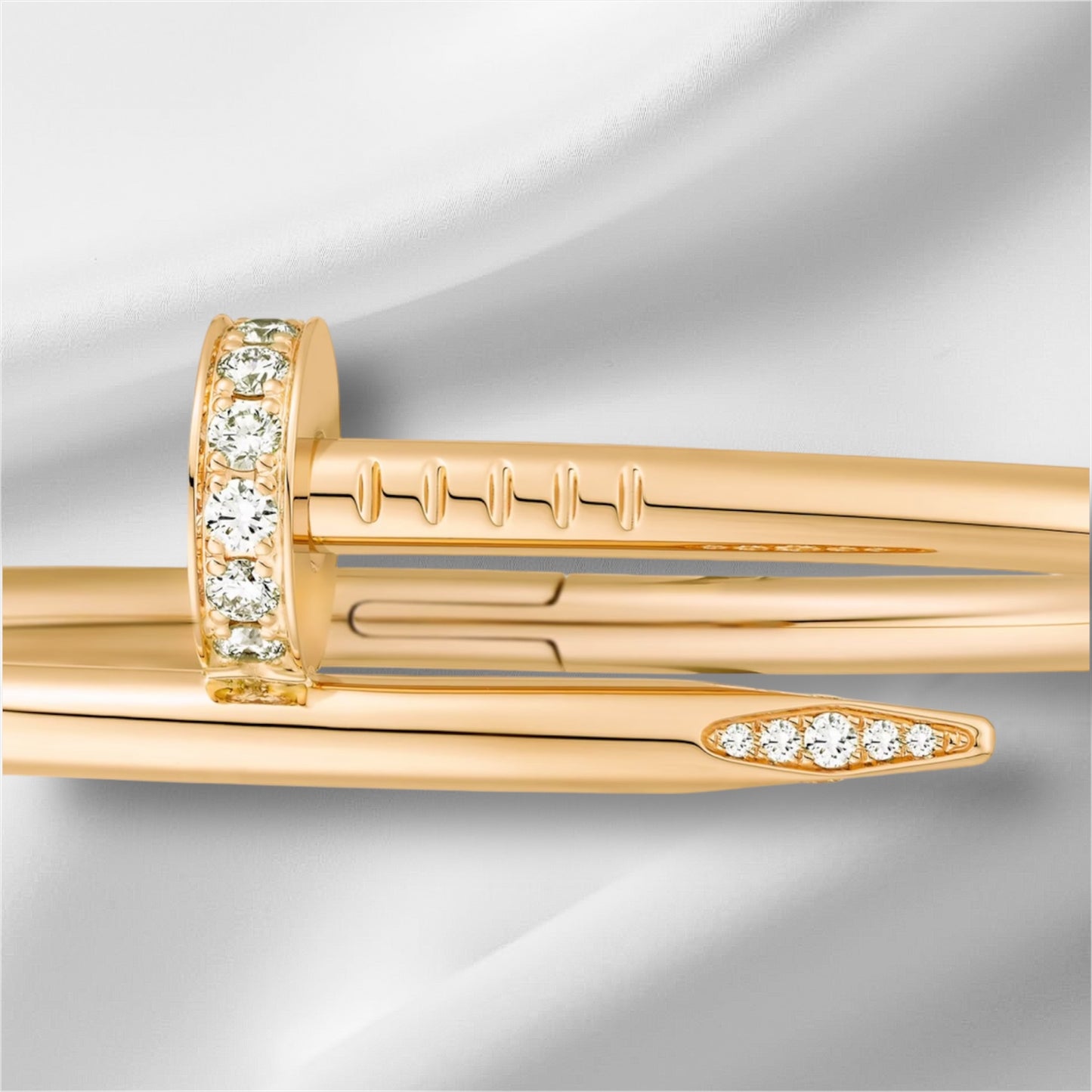 C Nail Bangle/Bracelet with Diamonds