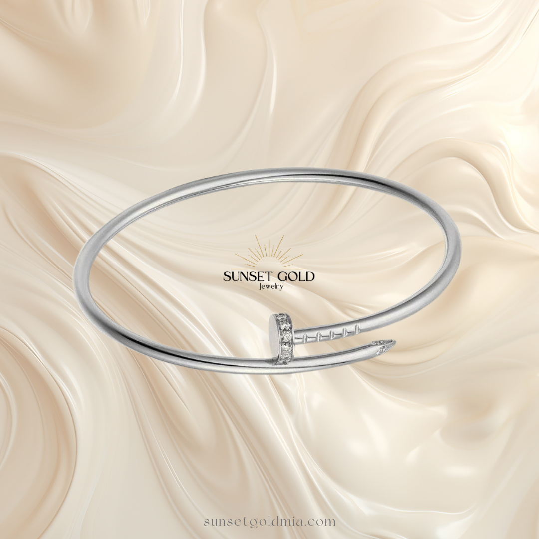 C Nail Bangle/Bracelet with Diamonds