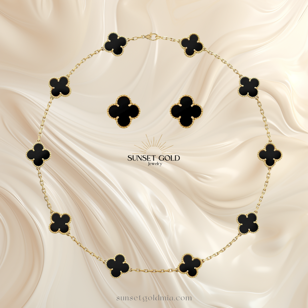 V Clover Set of 10 motif Neclacke & Earrings