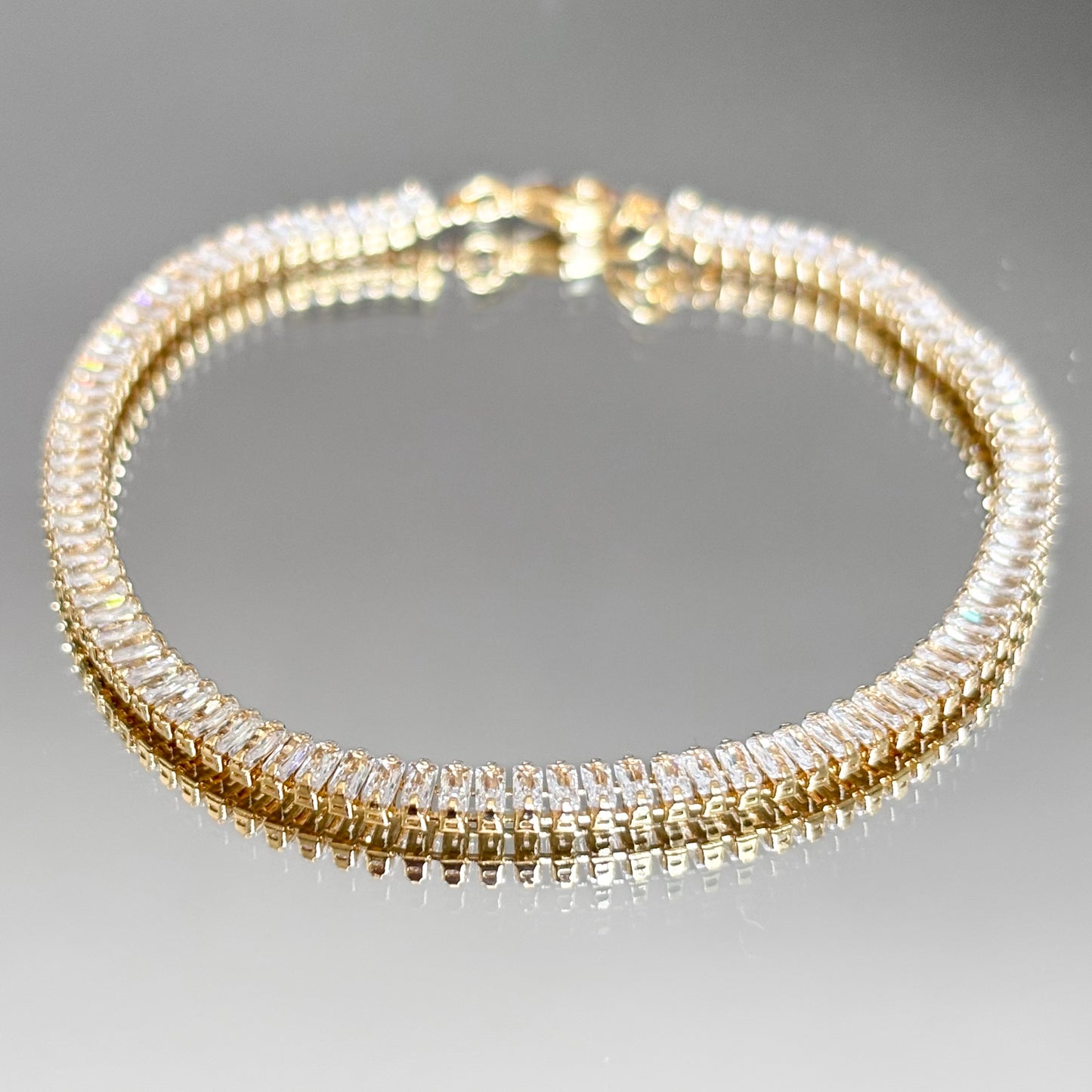 SGM | Golden Links Bracelet 18k Gold Filled w Zirconia 💎 Non tarnish, Waterproof, Hypoallergenic