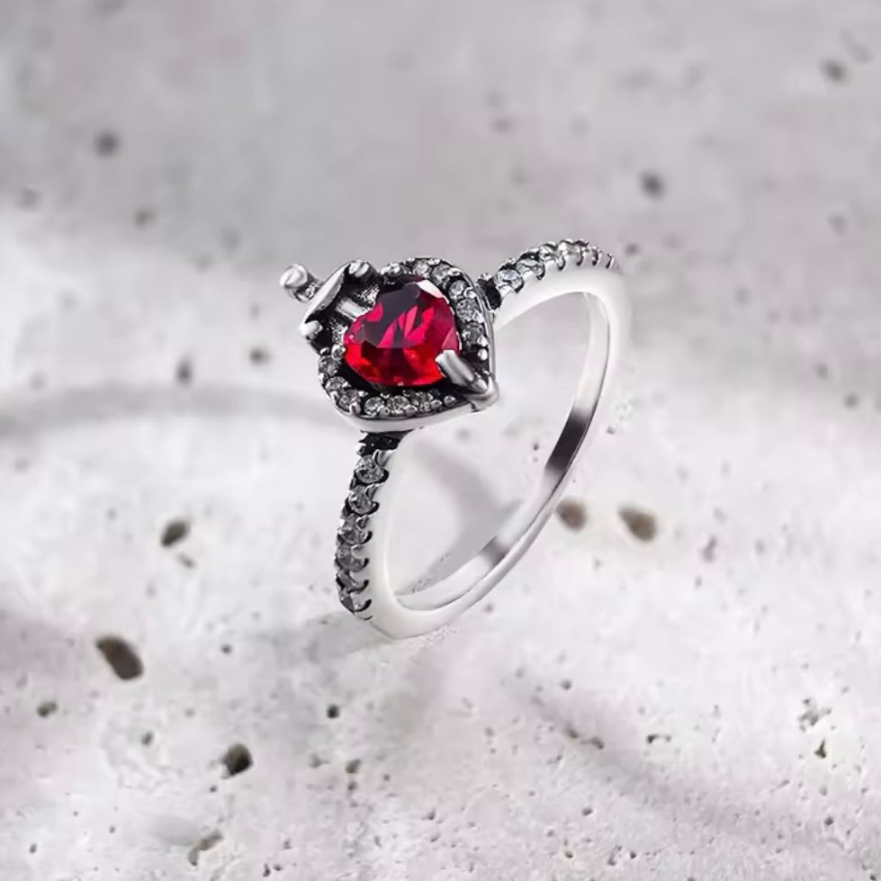 Promise Ring Silver Red Heart (Evil Queen Ring)