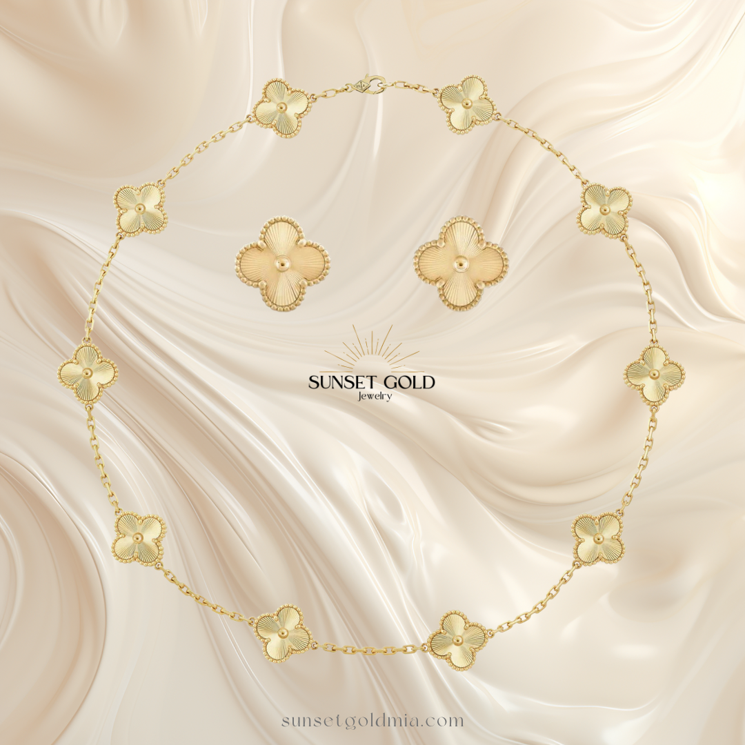 V Clover Set of 10 motif Neclacke & Earrings