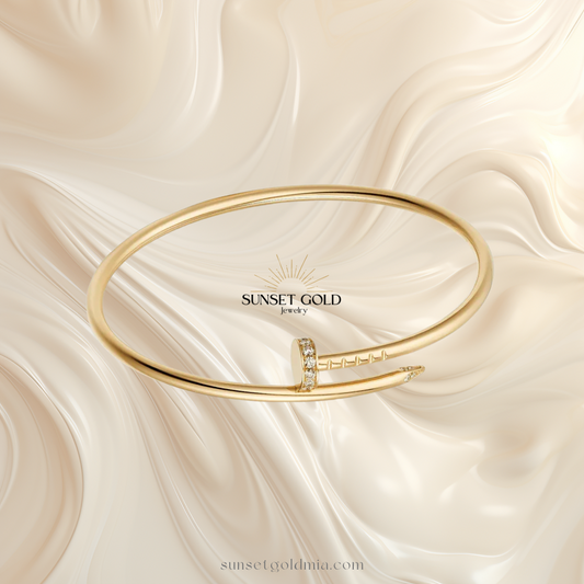 C Nail Bangle/Bracelet with Diamonds