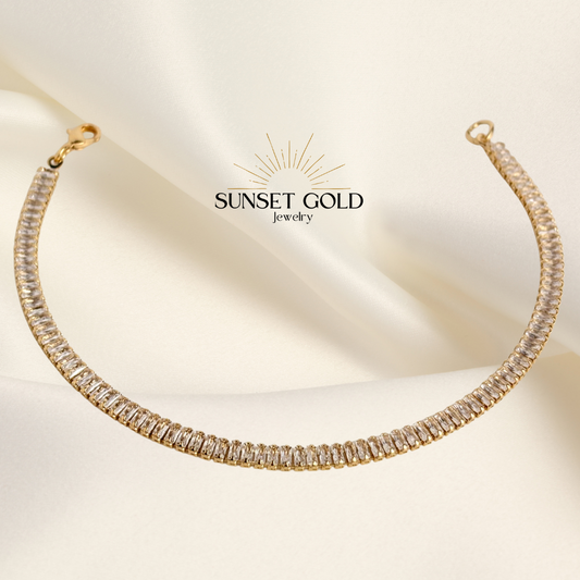 SGM | Golden Links Bracelet 18k Gold Filled w Zirconia 💎 Non tarnish, Waterproof, Hypoallergenic