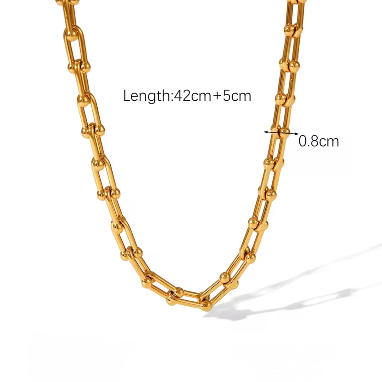 U Stitching Necklace & Bracelet ⛓️ Stainless Steel/Waterproof Gold 18k Color