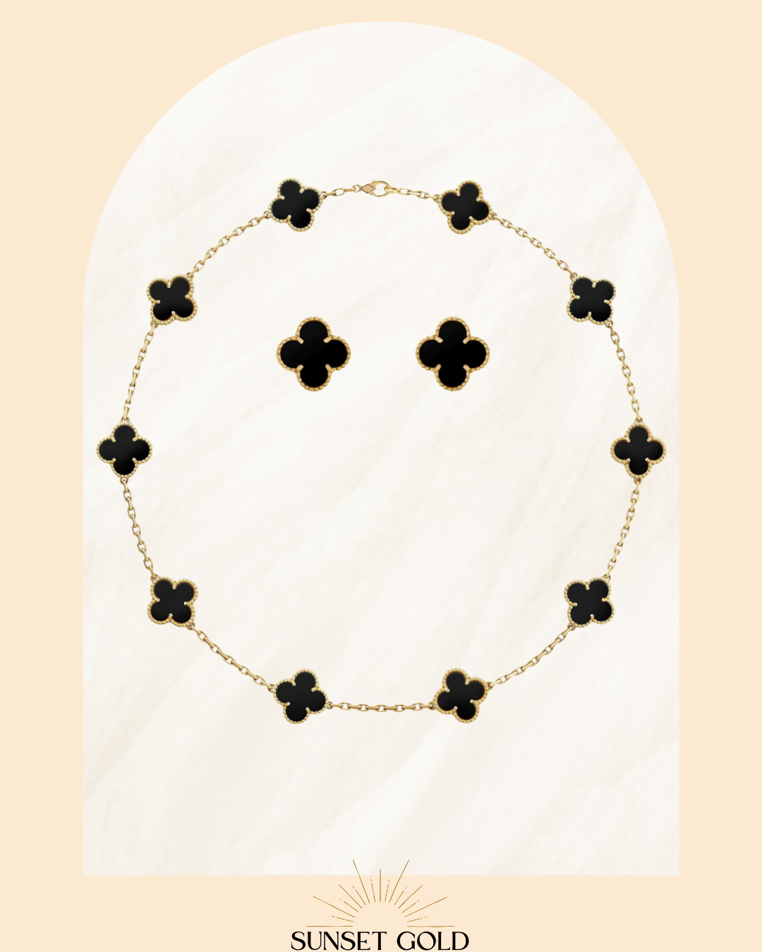 V Clover Set of 10 motif Neclacke & Earrings