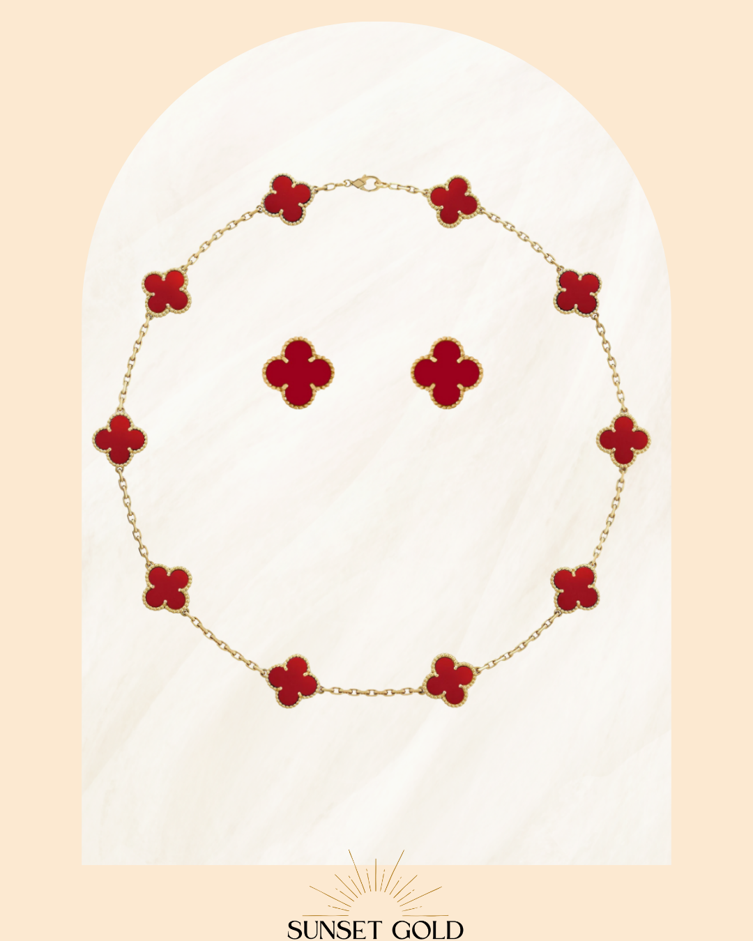 V Clover Set of 10 motif Neclacke & Earrings