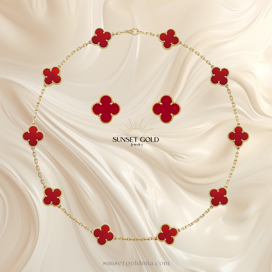 V Clover Set of 10 motif Neclacke & Earrings