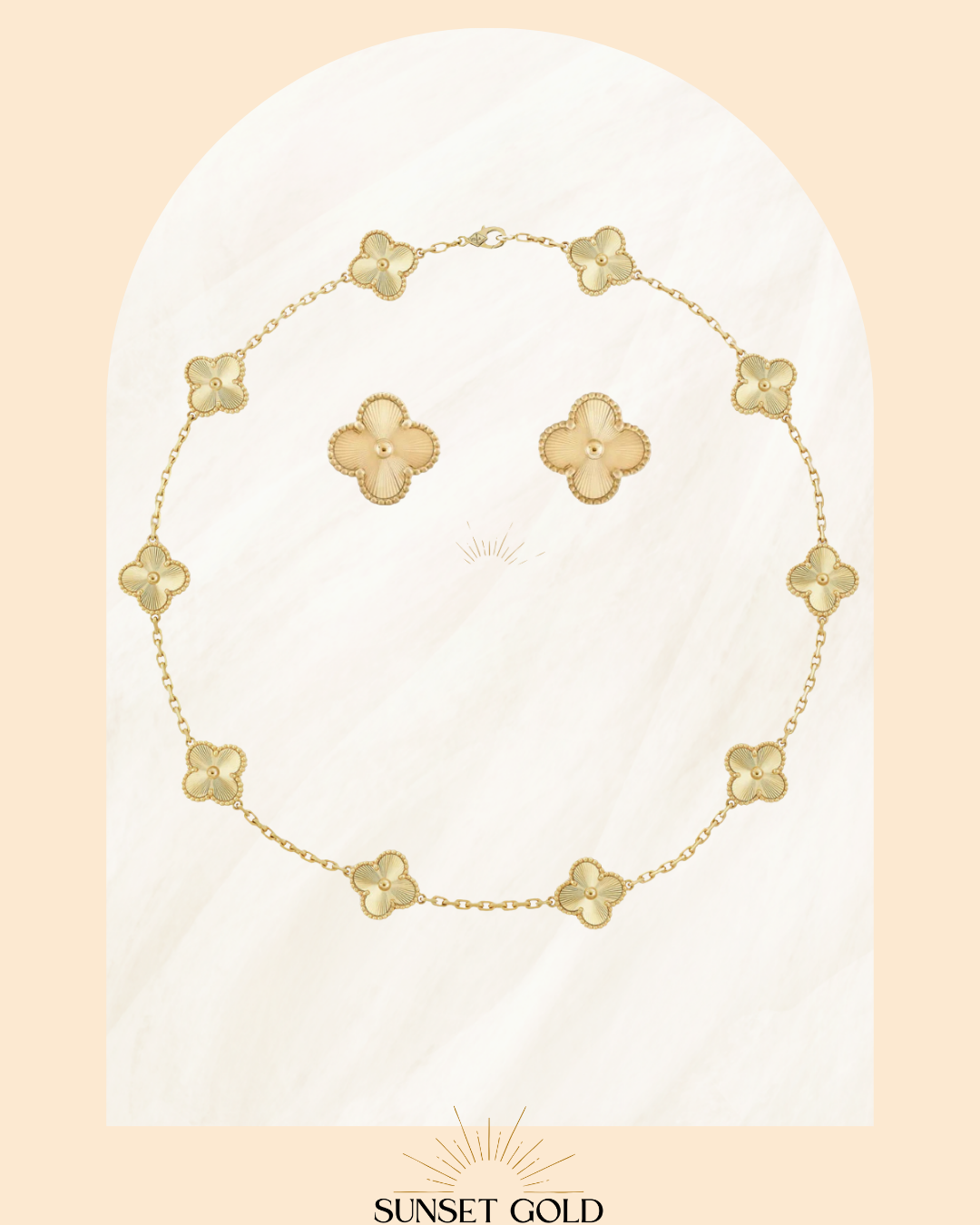 V Clover Set of 10 motif Neclacke & Earrings