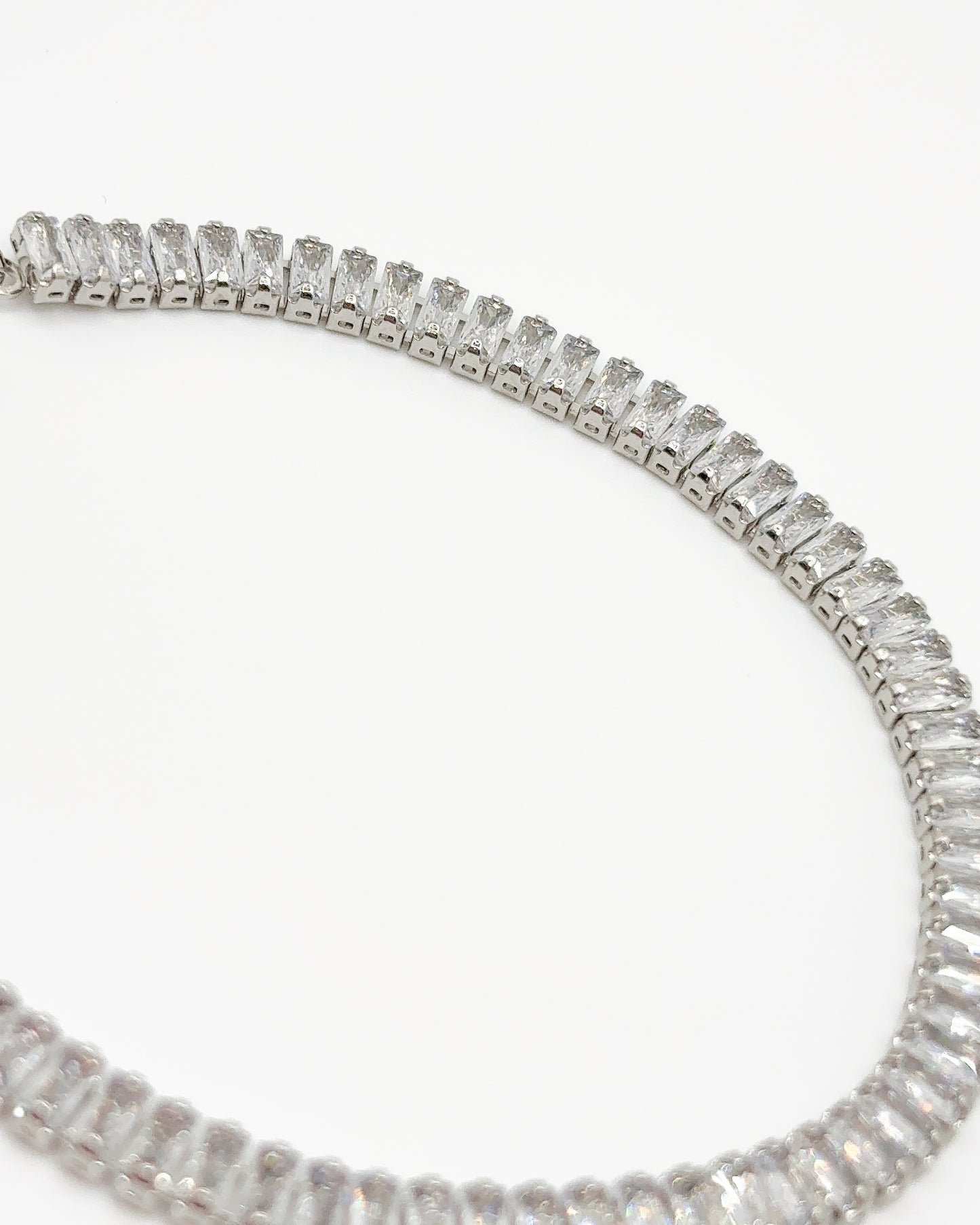 18K White Gold Filled Bracelet with zirconia diamonds 💎 Non-tarnish | Waterproof