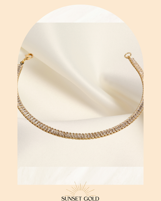 SGM | Golden Links Bracelet 18k Gold Filled w Zirconia 💎 Non tarnish, Waterproof, Hypoallergenic