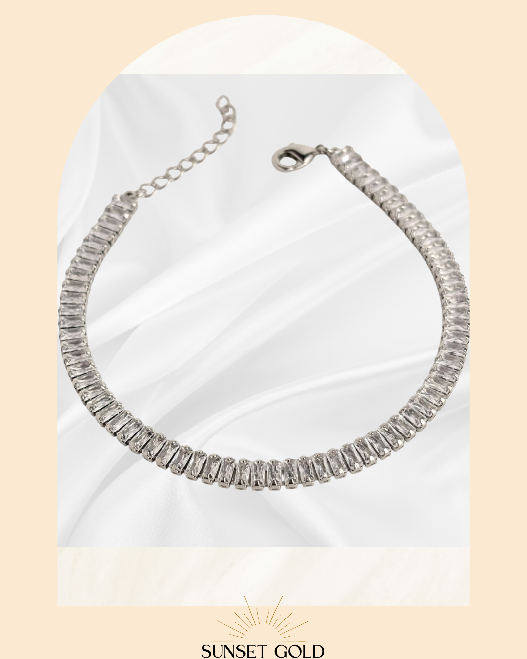 18K White Gold Filled Bracelet with zirconia diamonds 💎 Non-tarnish | Waterproof