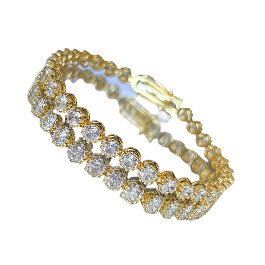 Tennis Bracelet with diamonds 18k Gold Filled Cuban lock / Non-tarnish/fade, Waterproof 🌟