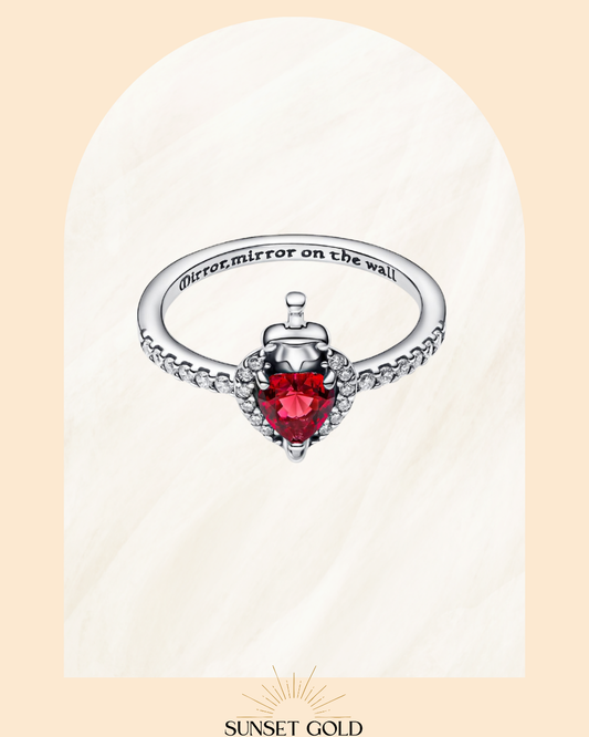 Promise Ring Silver Red Heart (Evil Queen Ring) Size 7