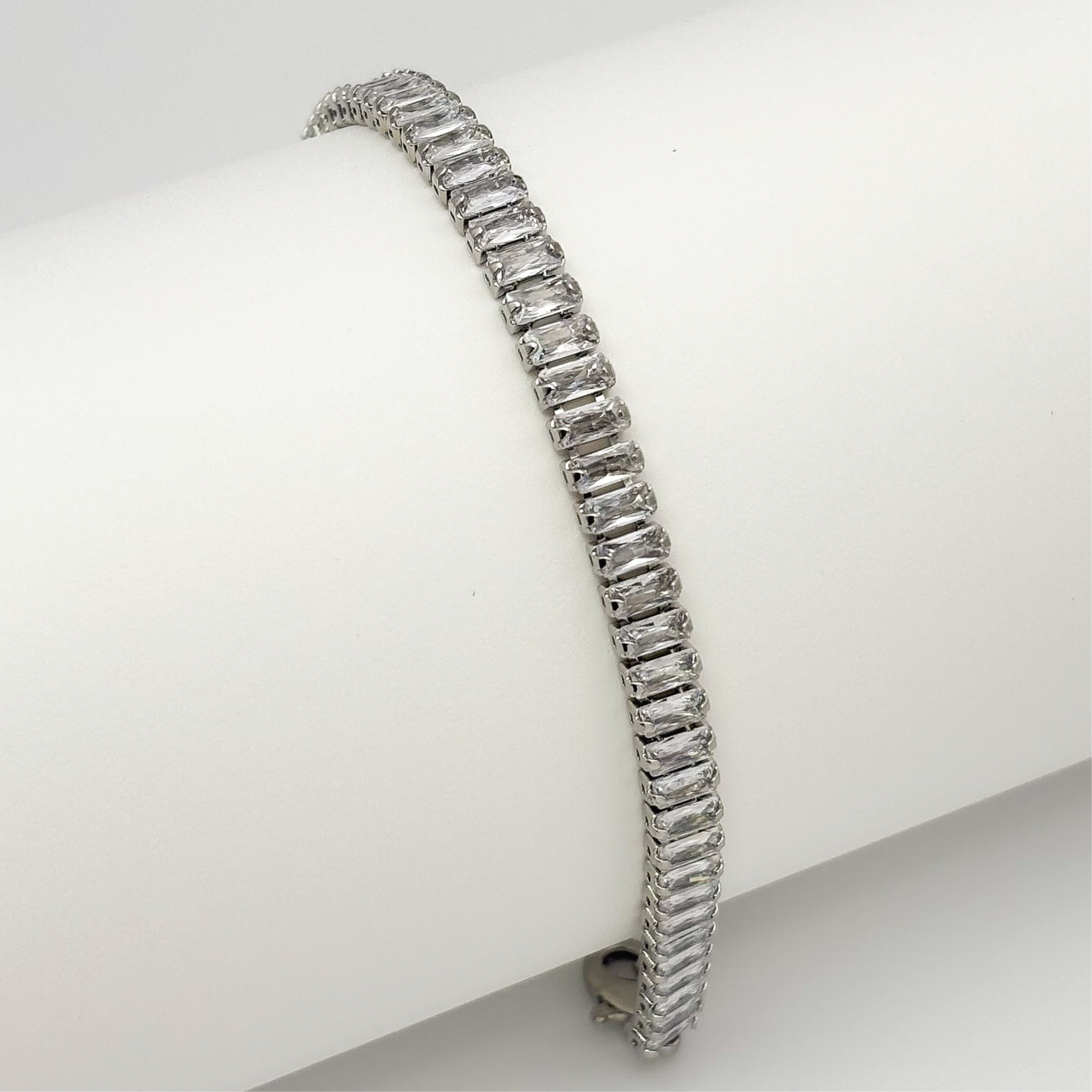 18K White Gold Filled Bracelet with zirconia diamonds 💎 Non-tarnish | Waterproof