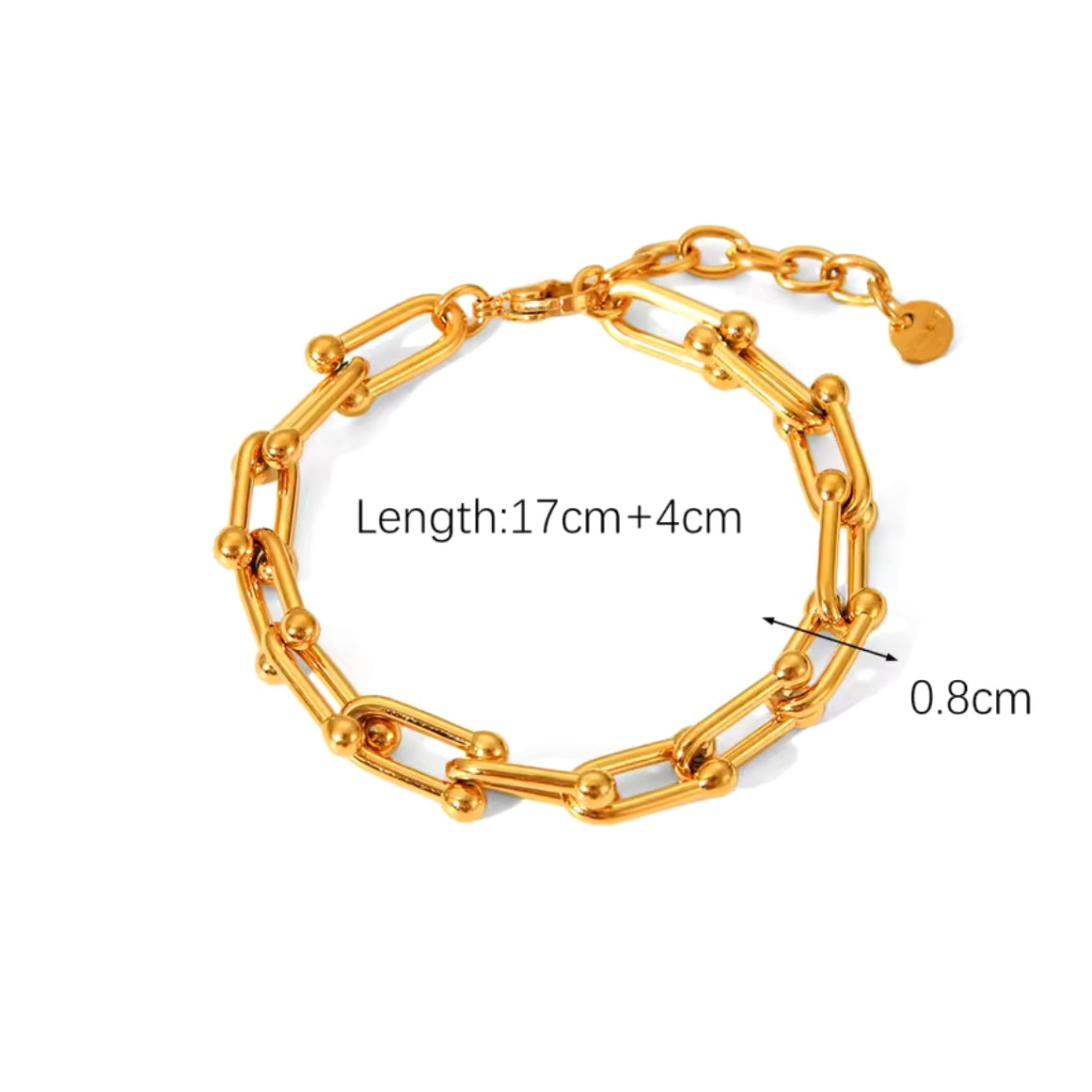 U Stitching Necklace & Bracelet ⛓️ Stainless Steel/Waterproof Gold 18k Color