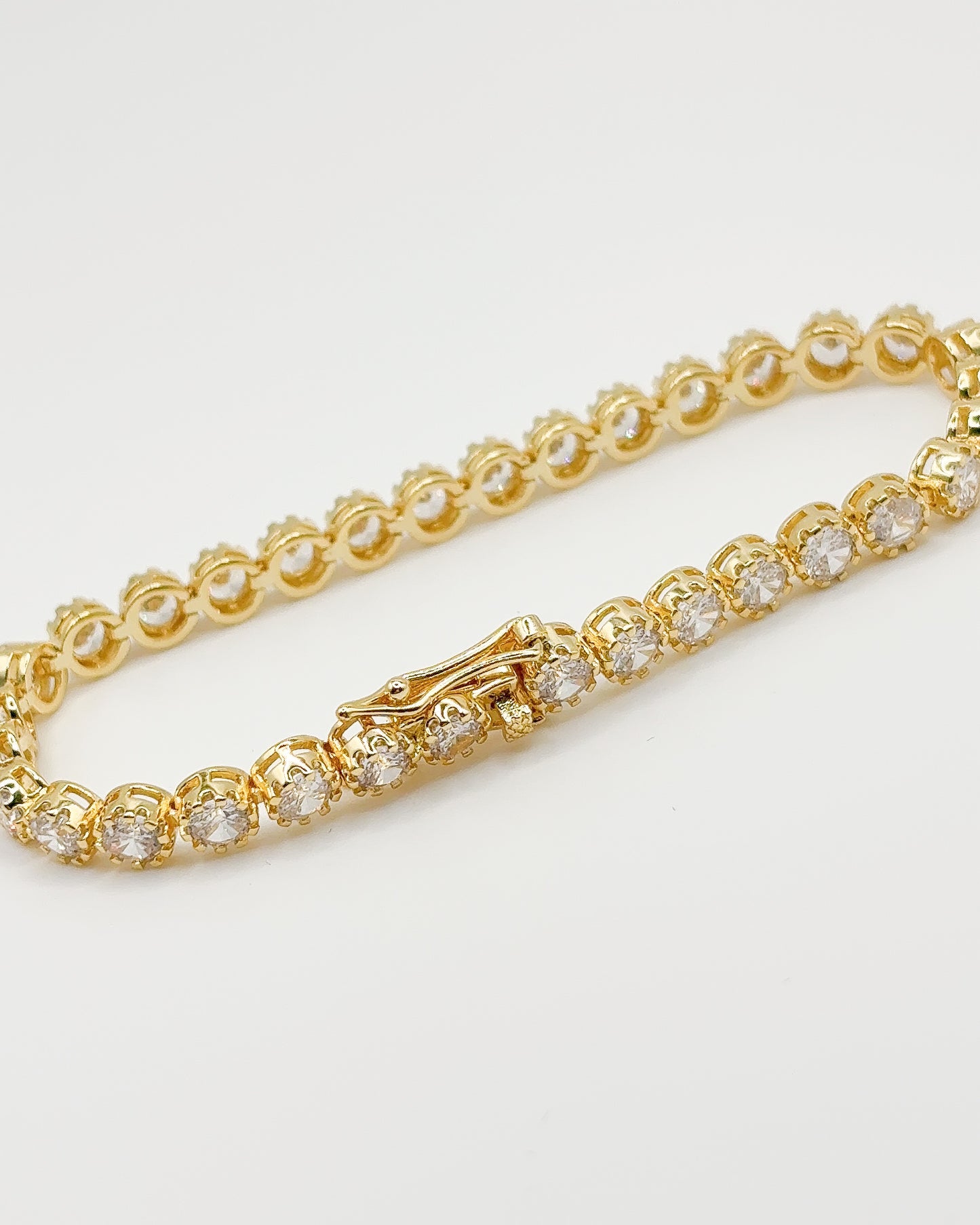 Tennis Bracelet with diamonds 18k Gold Filled Cuban lock / Non-tarnish/fade, Waterproof 🌟