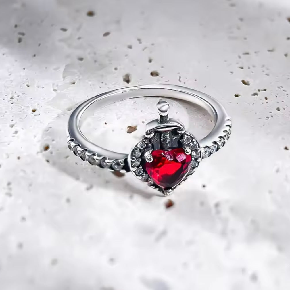 Promise Ring Silver Red Heart (Evil Queen Ring)