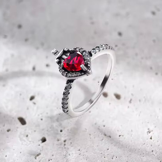 Promise Ring Silver Red Heart (Evil Queen Ring)